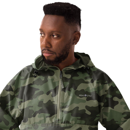 Embroidered Champion Packable Jacket - Army