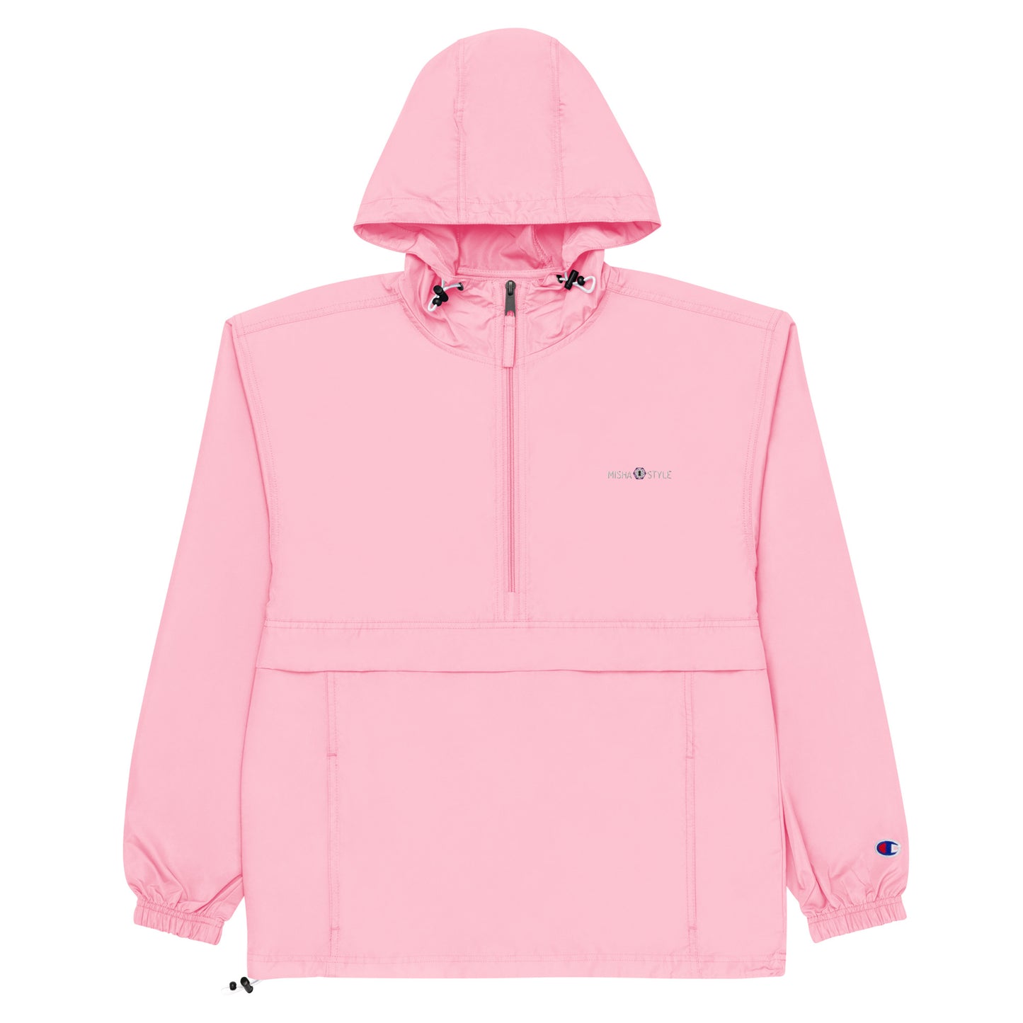 Embroidered Champion Packable Women Jacket - Pink