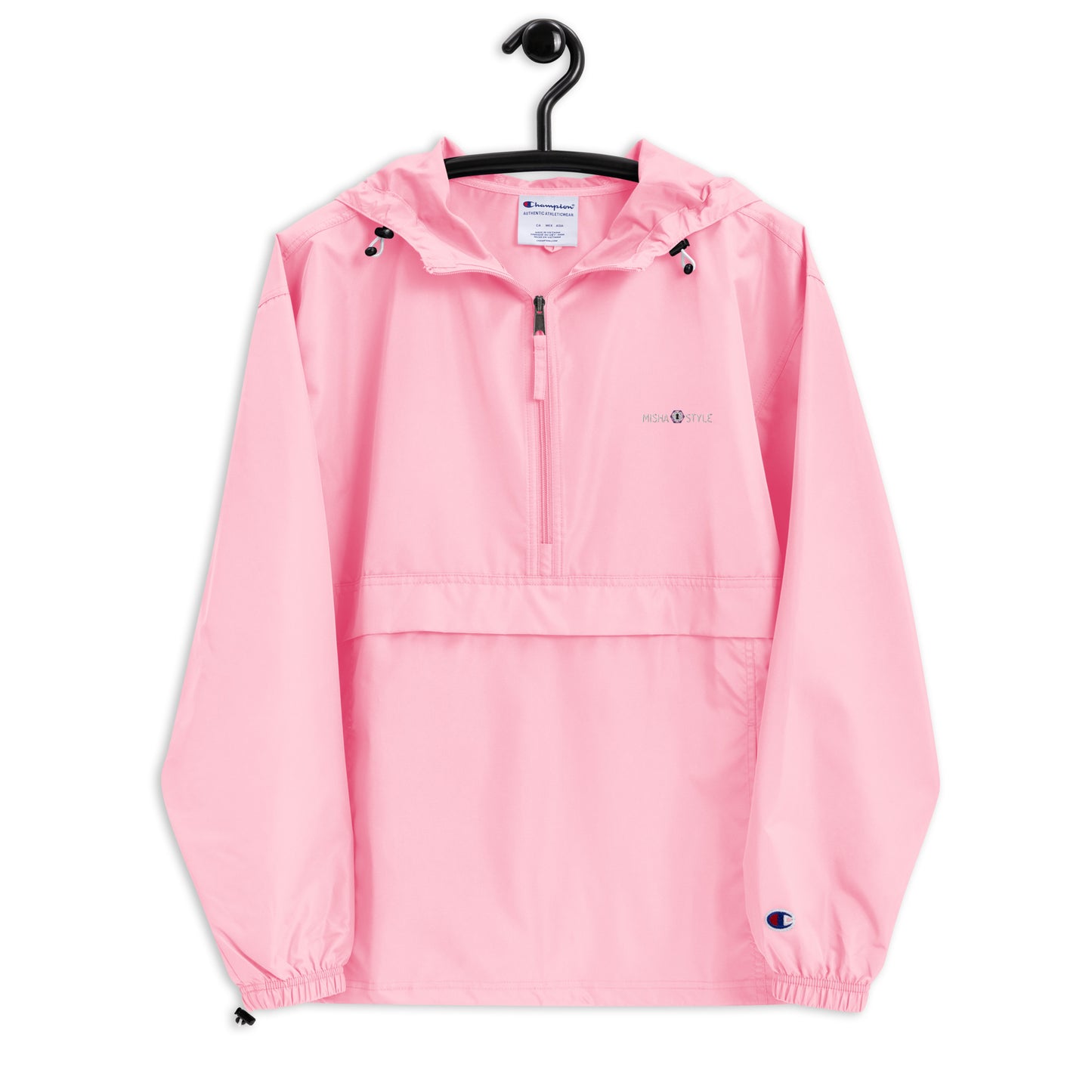 Embroidered Champion Packable Women Jacket - Pink