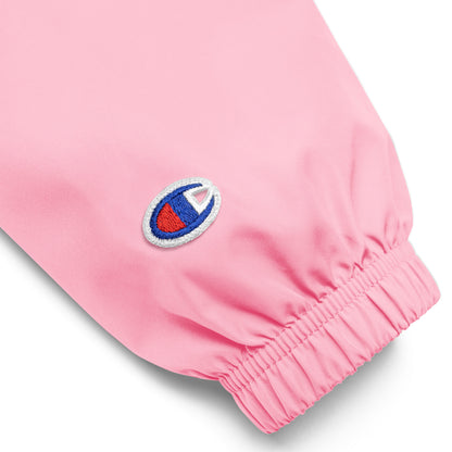 Embroidered Champion Packable Women Jacket - Pink