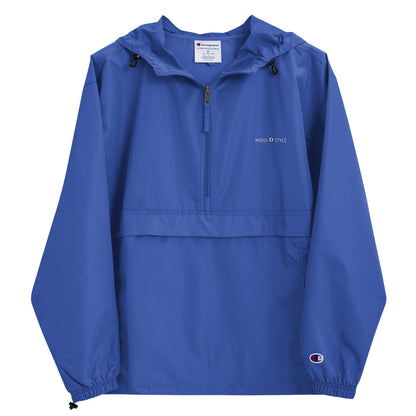 Embroidered Champion Packable Jacket - Blue