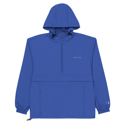 Embroidered Champion Packable Jacket - Blue