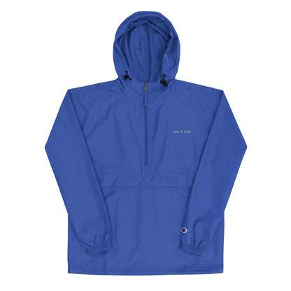 Embroidered Champion Packable Jacket - Blue