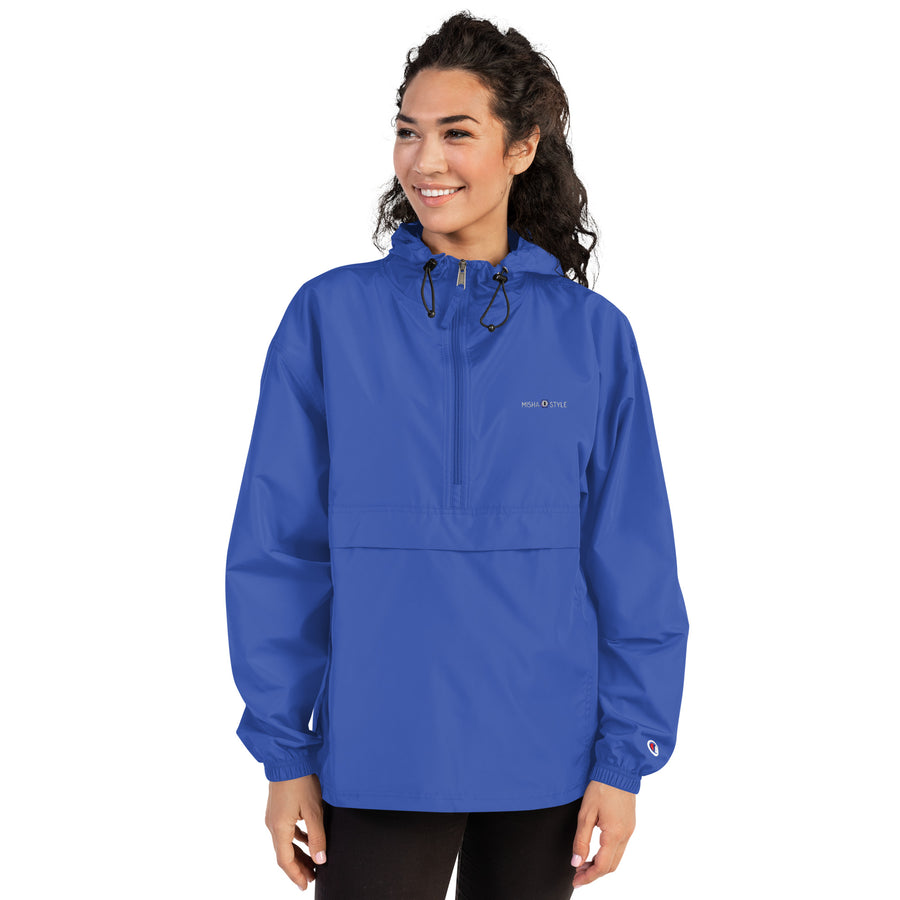 Embroidered Champion Packable Women Jacket - Blue