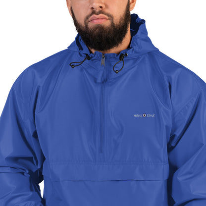 Embroidered Champion Packable Jacket - Blue