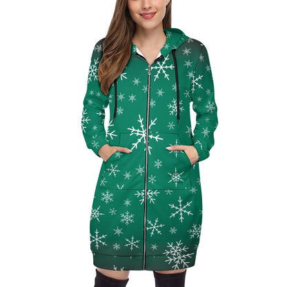 Women's Warm Snow long Hoodie - Green