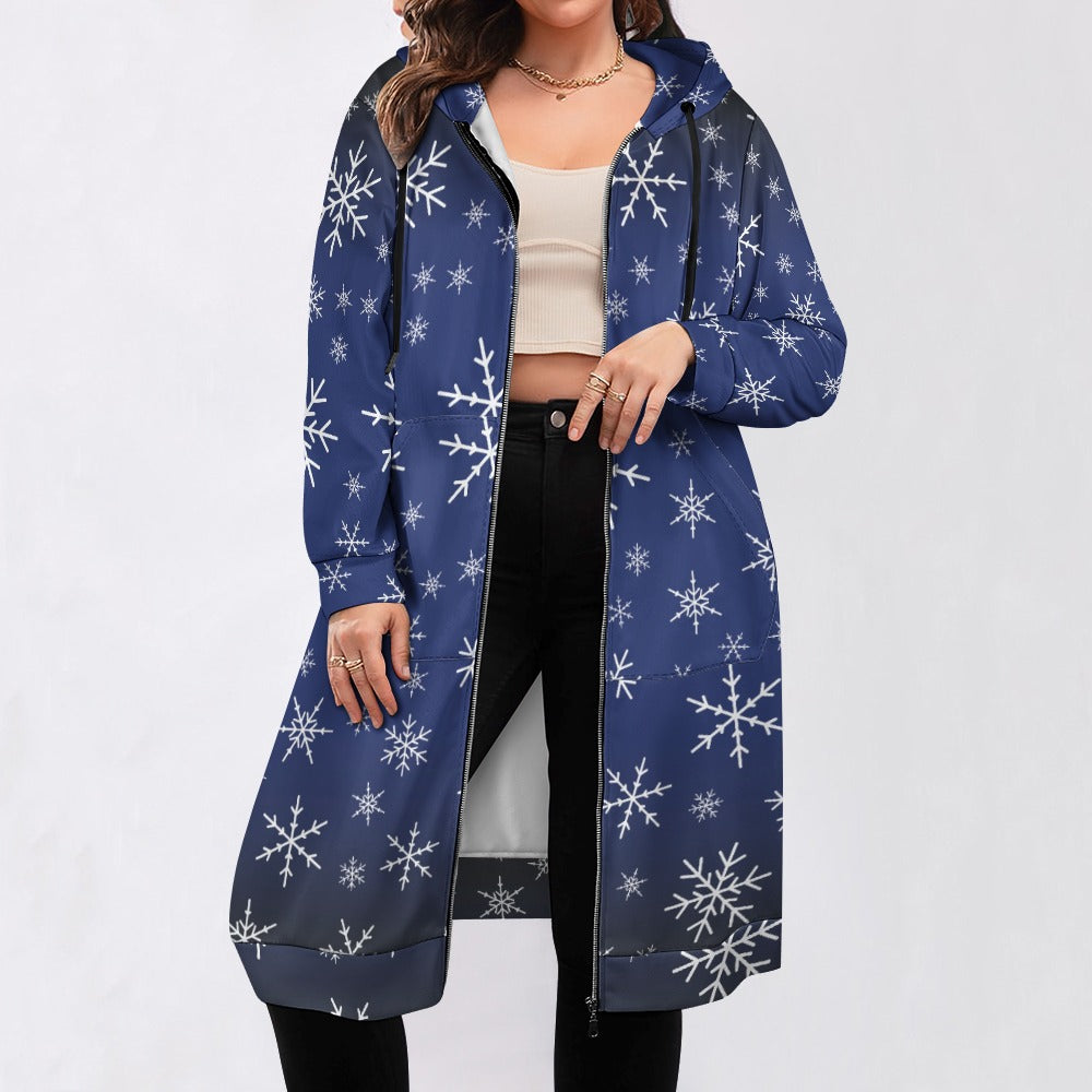 Christams snow long Hoodie Jakcet -  Royal Blue