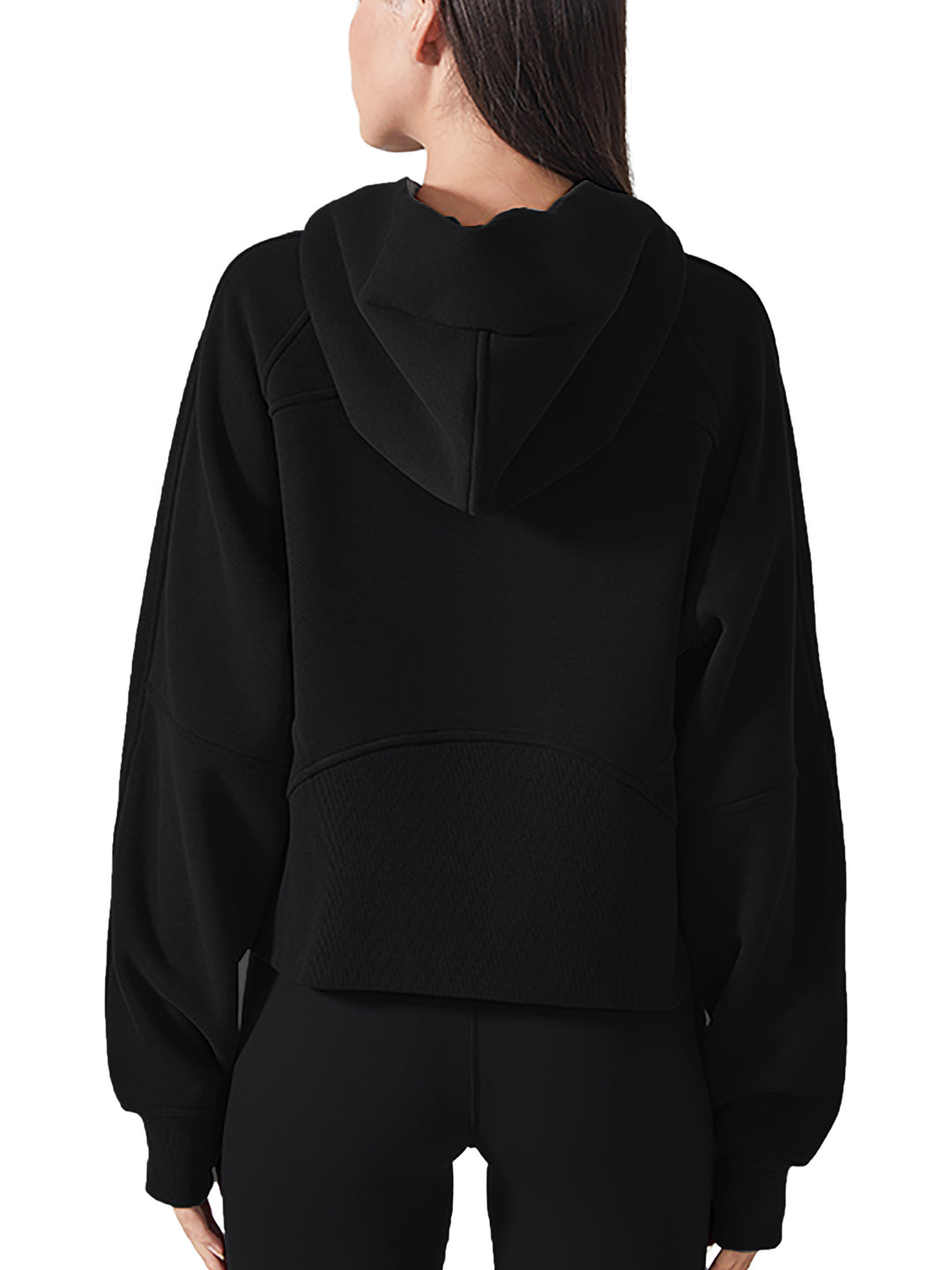 COWT Cropped Zip-Through Black Sweatshirt