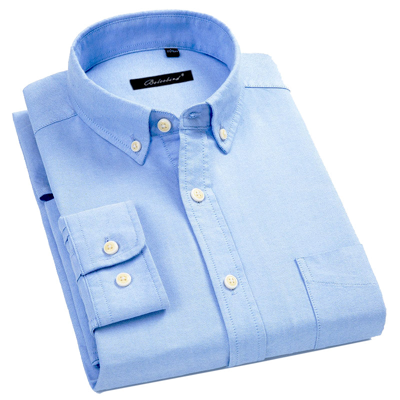 Plus Size Spring Men's Pure Cotton Shirt - Solid