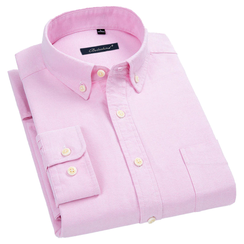 Plus Size Spring Men's Pure Cotton Shirt - Solid