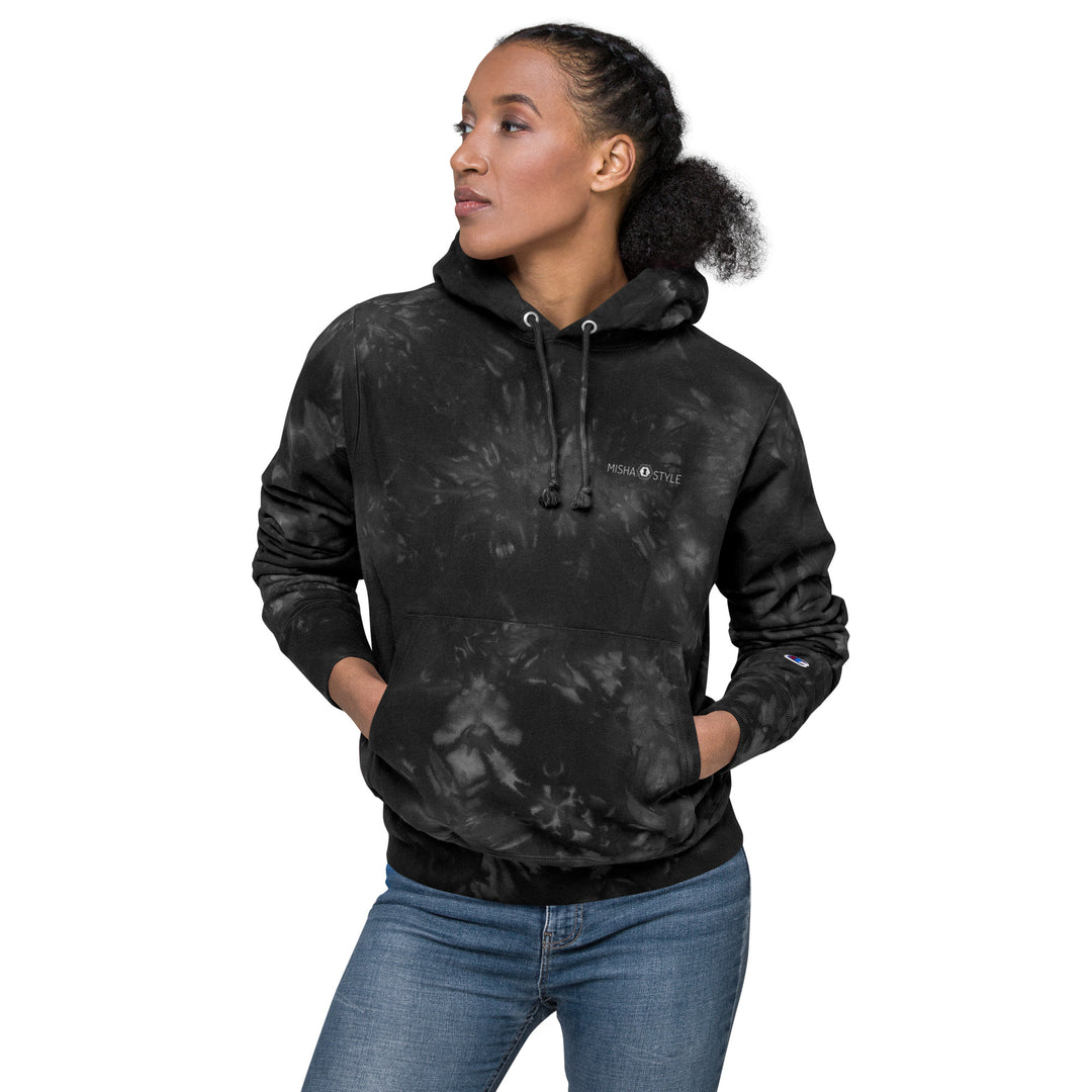 Dames Champion tie-dye hoodie - Royal Black