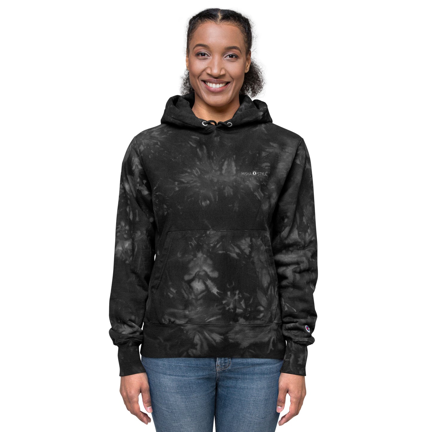 Women Champion tie-dye Black hoodie