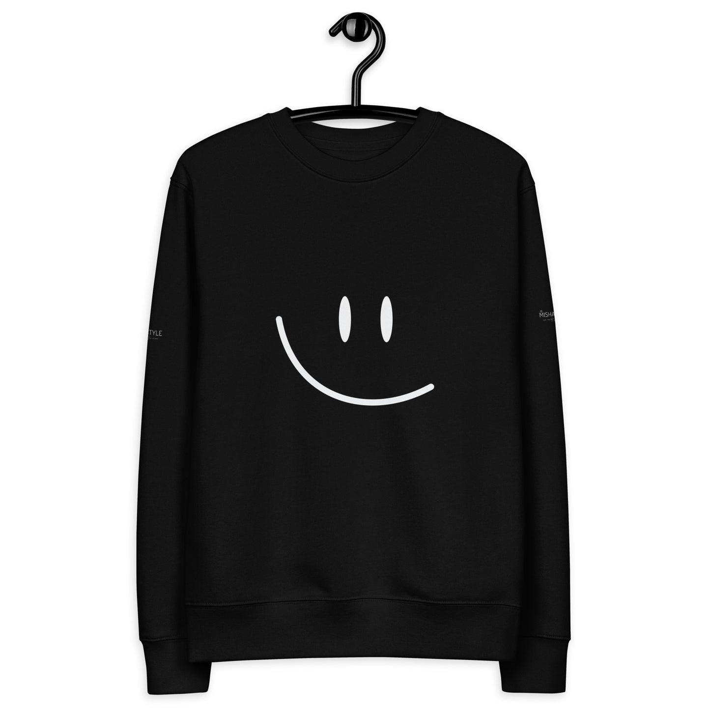 Cute Smile Unisex ECO Black Sweatshirt