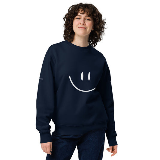 Cute Smile Unisex eco French Navy sweatshirt