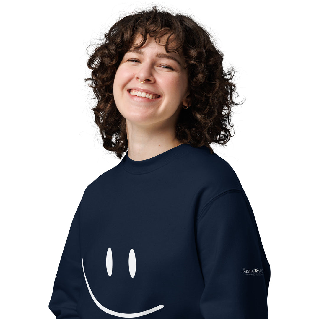 Cute Smile Unisex eco French Navy sweatshirt