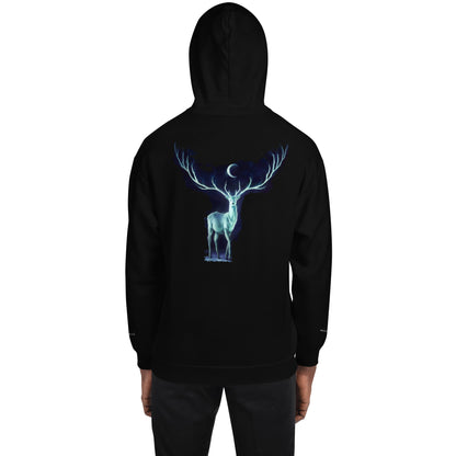 Black Embroidered Deer Hoodie