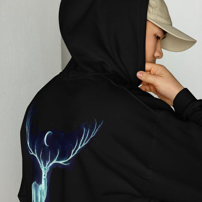 Black Embroidered Deer Hoodie