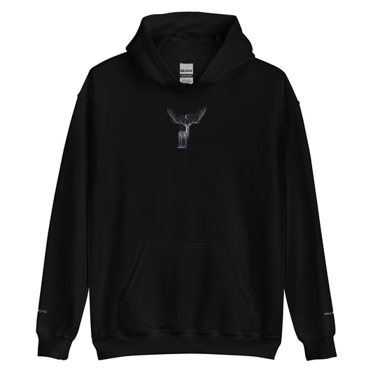 Black Embroidered Deer Hoodie