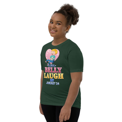 Belly Laugh Youth Short Sleeve Green and white T-Shirt