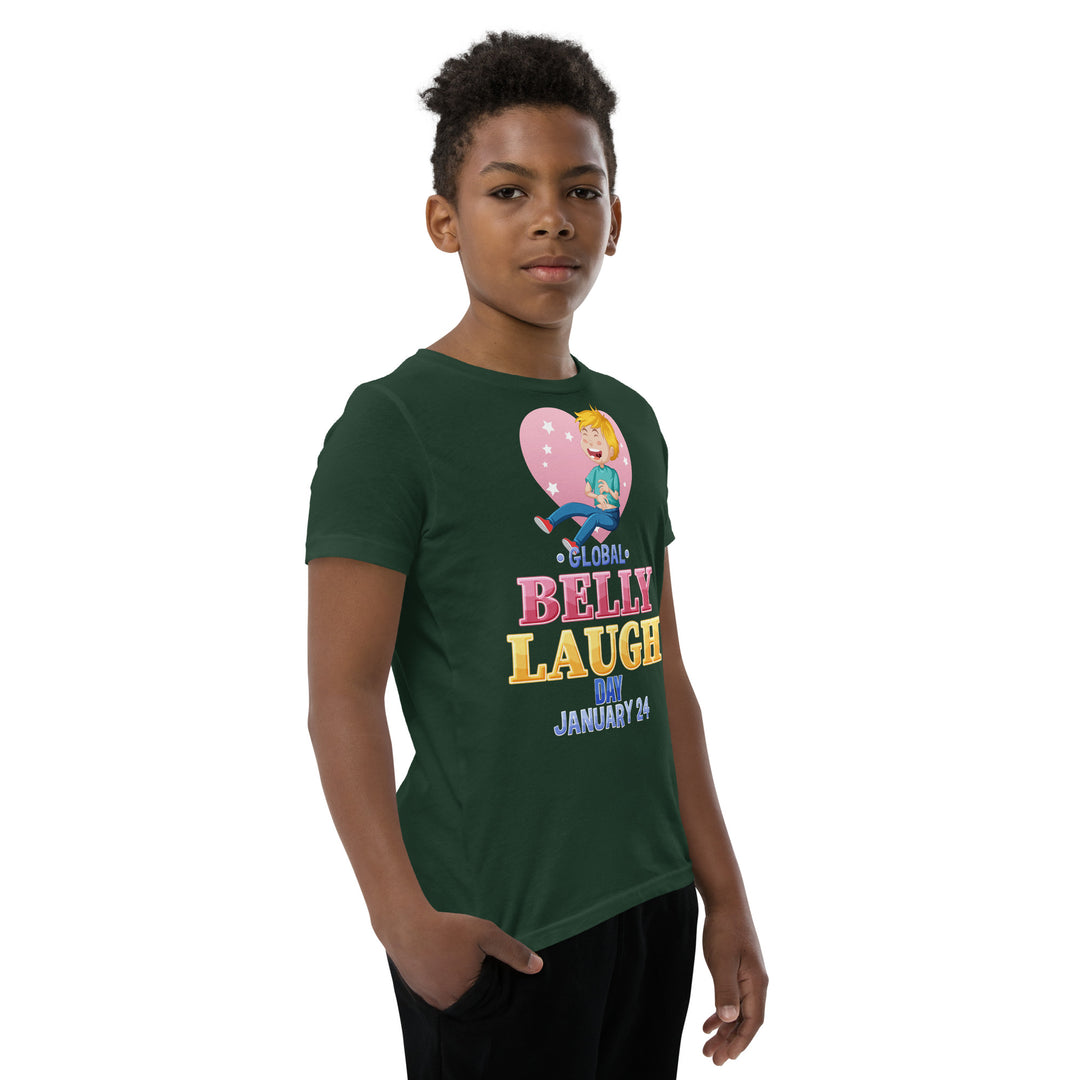 Belly Laugh Youth Short Sleeve Green and white T-Shirt