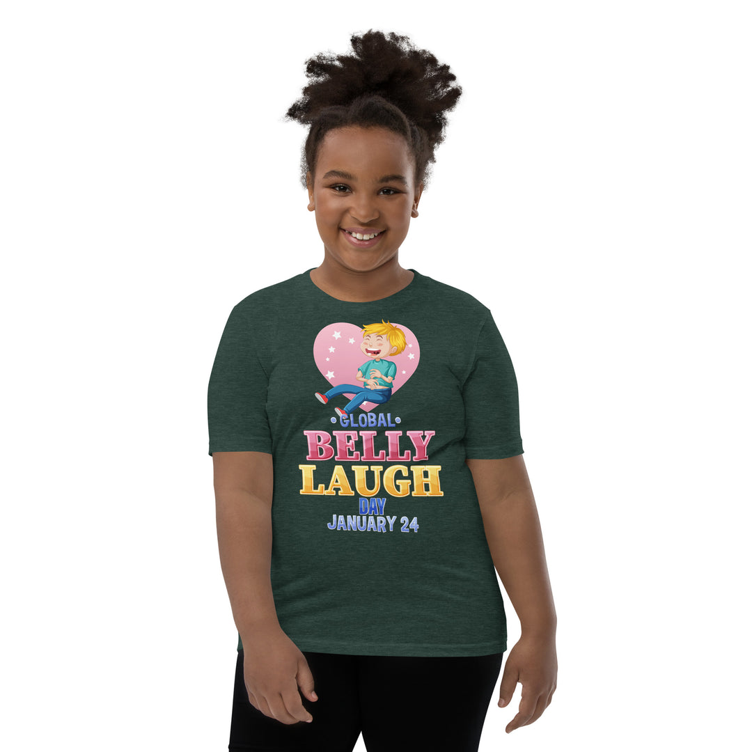 Belly Laugh Youth Short Sleeve Green and white T-Shirt