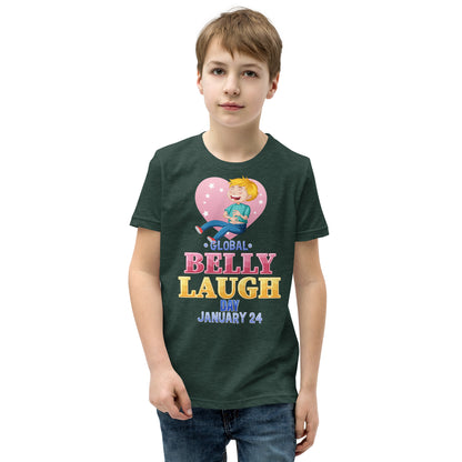 Belly Laugh Youth Short Sleeve Green and white T-Shirt