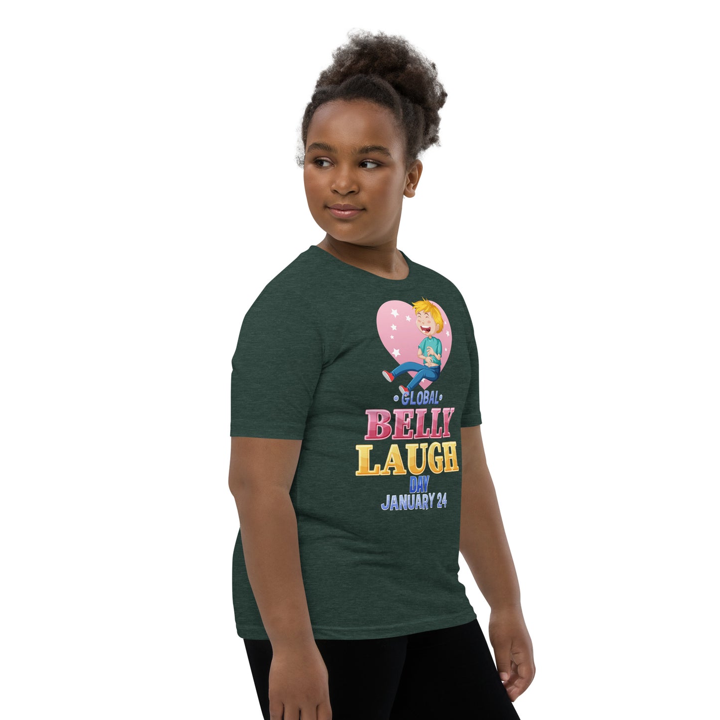 Belly Laugh Youth Short Sleeve Green and white T-Shirt