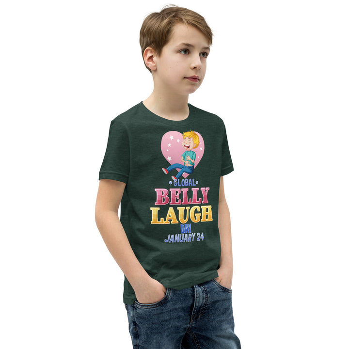 Belly Laugh Youth Short Sleeve Green and white T-Shirt