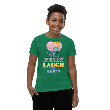 Belly Laugh Youth Short Sleeve Green and white T-Shirt