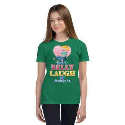 Belly Laugh Youth Short Sleeve Green and white T-Shirt