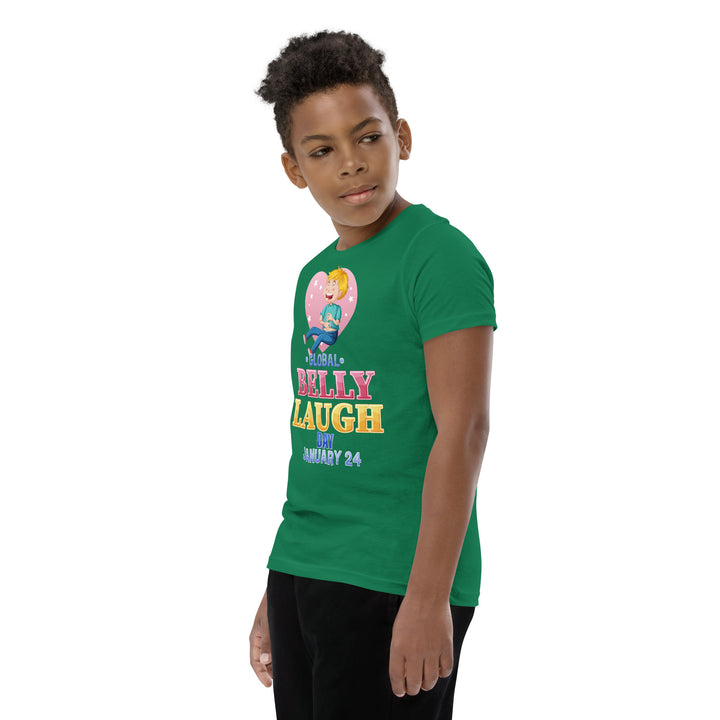 Belly Laugh Youth Short Sleeve Green and white T-Shirt