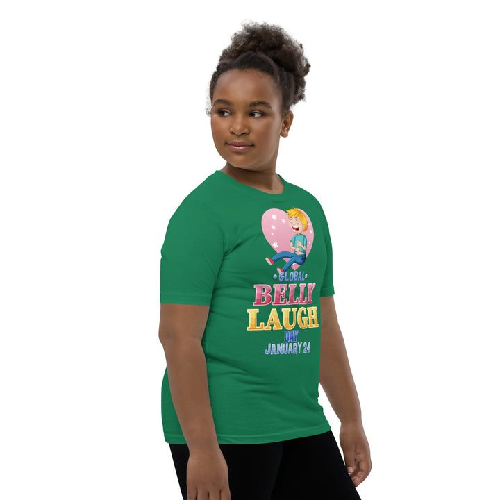 Belly Laugh Youth Short Sleeve Green and white T-Shirt