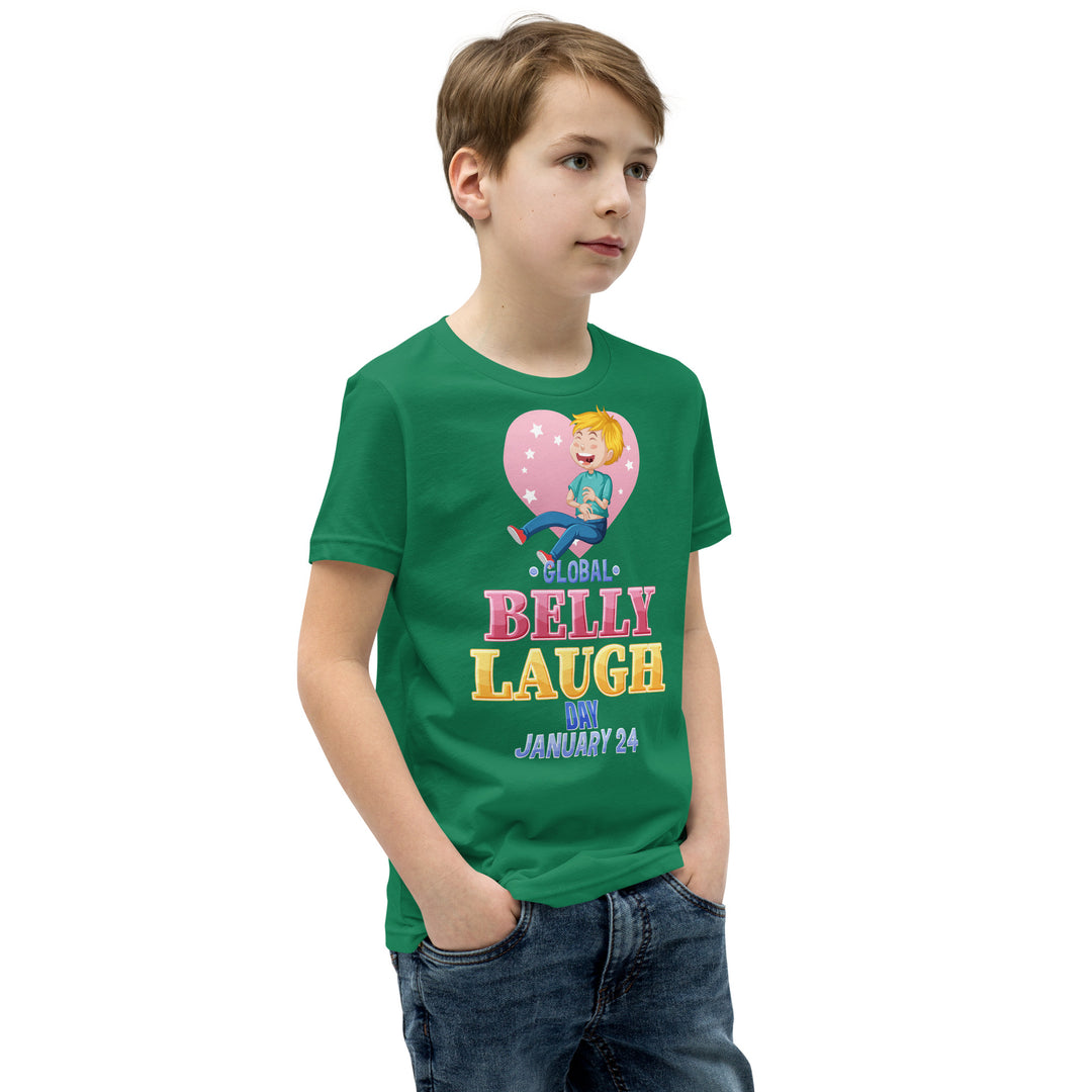 Belly Laugh Youth Short Sleeve Green and white T-Shirt