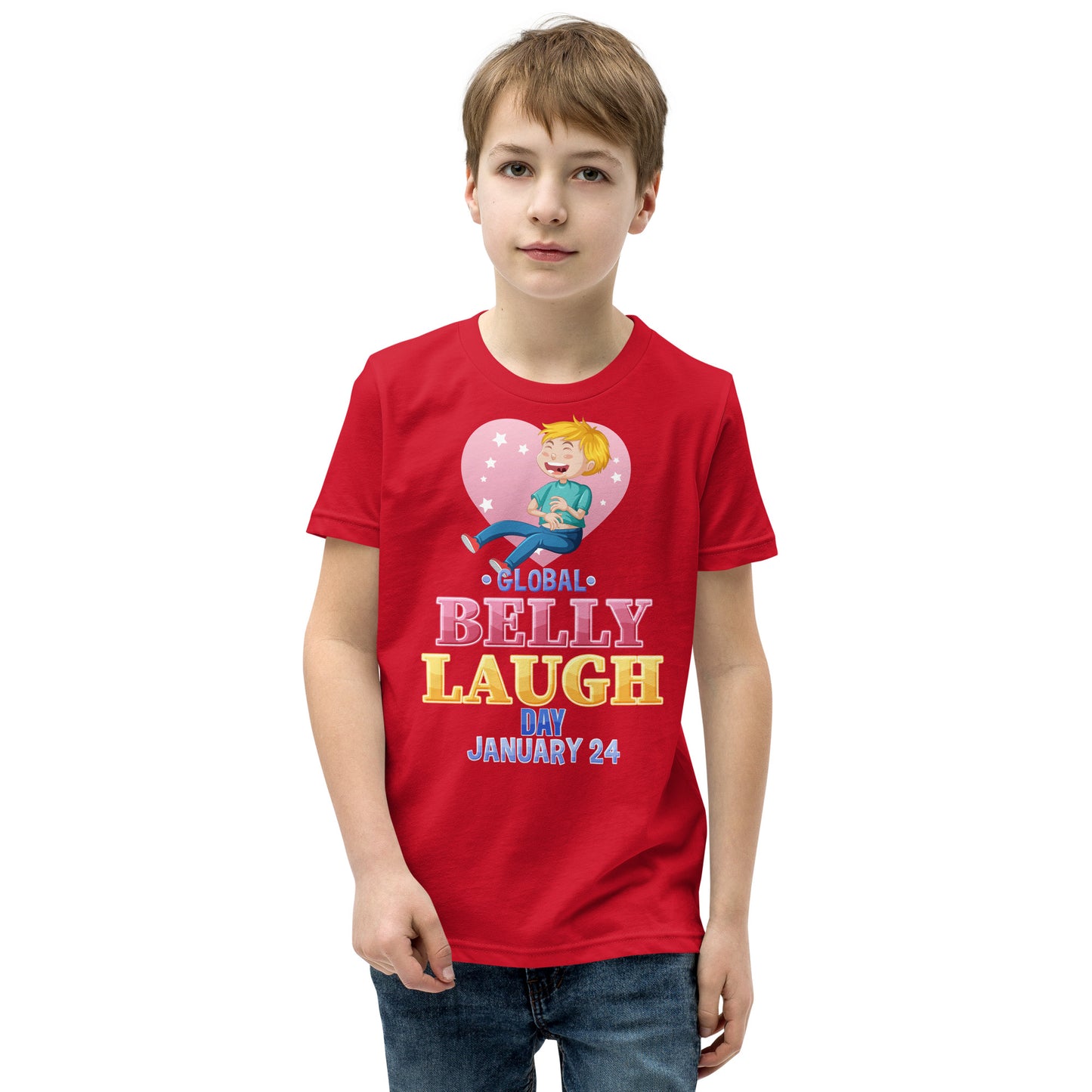 Belly Laugh Youth Short Sleeve Three Red T-Shirt