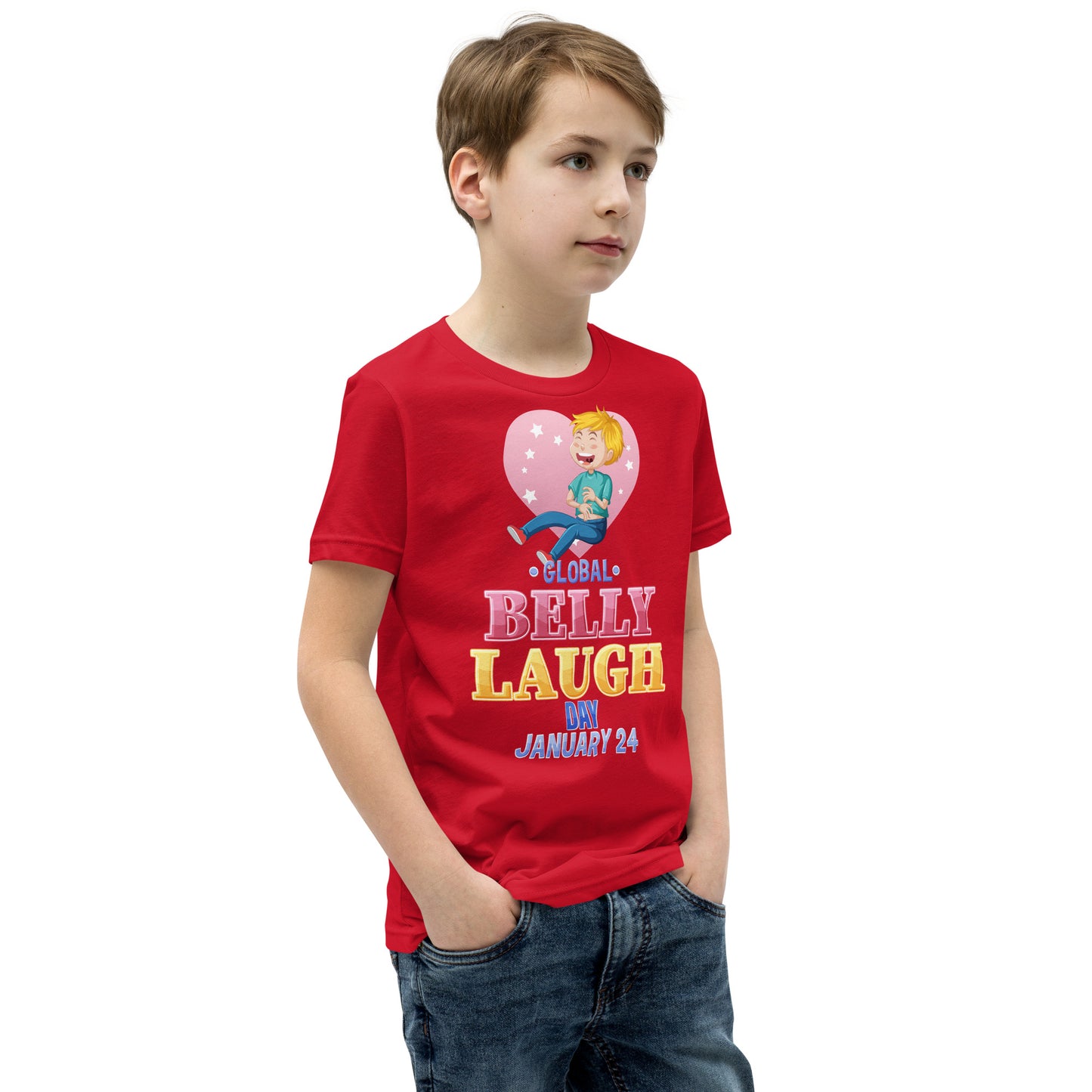 Belly Laugh Youth Short Sleeve Three Red T-Shirt