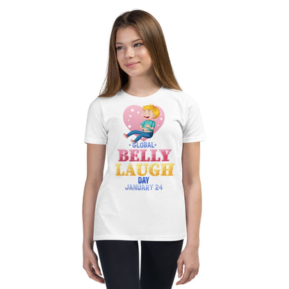 Belly Laugh Youth Short Sleeve Green and white T-Shirt