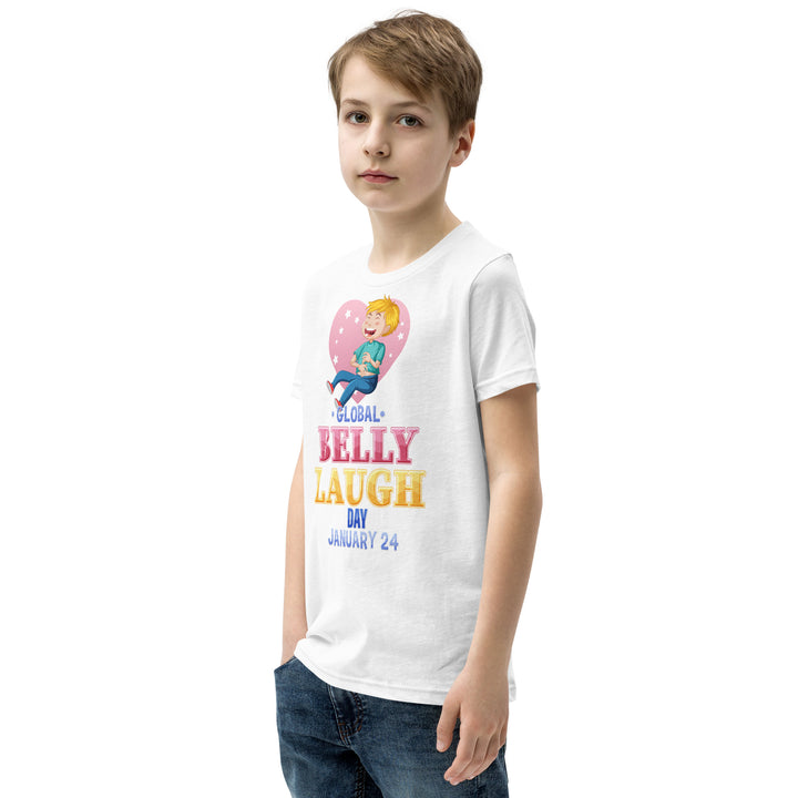 Belly Laugh Youth Short Sleeve Green and white T-Shirt