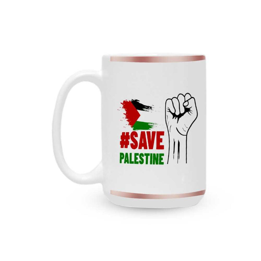 15 Oz White Ceramic Coffee Mugs - Save Palestine - Mishastyle