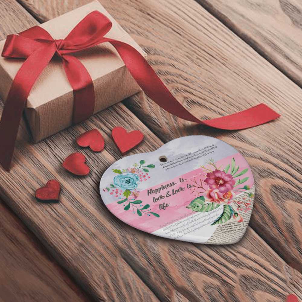 2 Sides Heart Shaped Ceramic Christmas Ornaments - Mishastyle