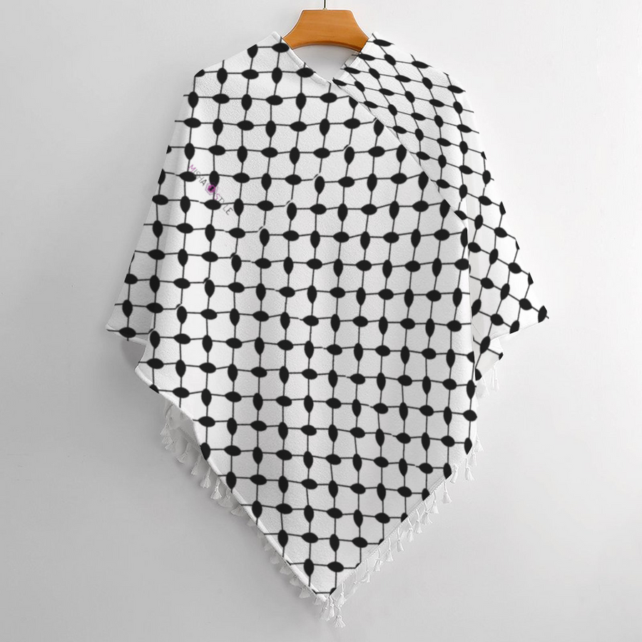 keffiyeh Knitted Cloaks with Tassel Cape