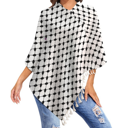 keffiyeh Knitted Cloaks with Tassel Cape