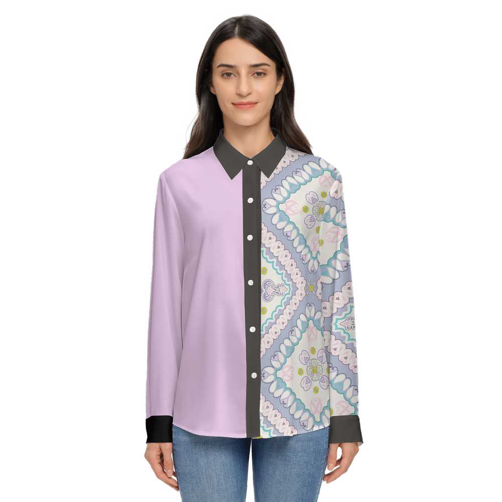 Classic Long Sleeve Button-Up Shirt - Mauve Mishastyle