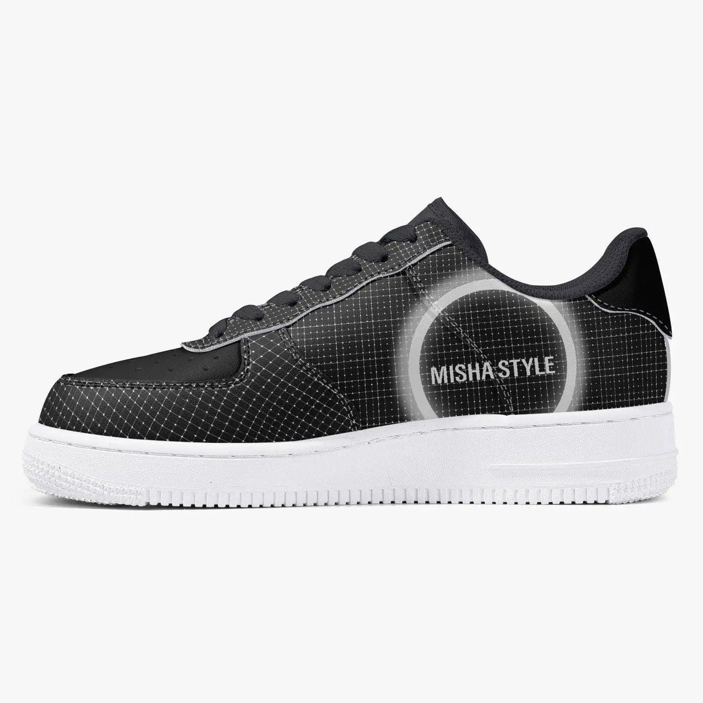 Black Low-Top Leather Sports Sneakers - Mishastyle