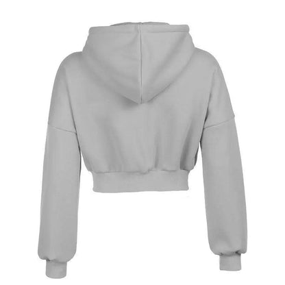 Drawstring Active Full Zip Up Hoodie - Gray - Mishastyle