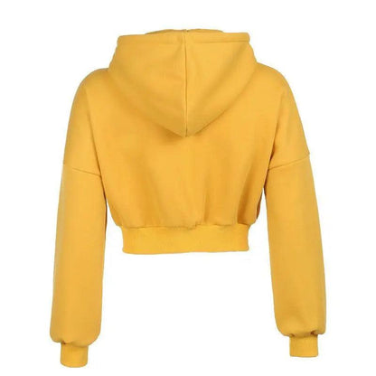 Drawstring Active Full Zip Up Hoodie - Yellow - Mishastyle