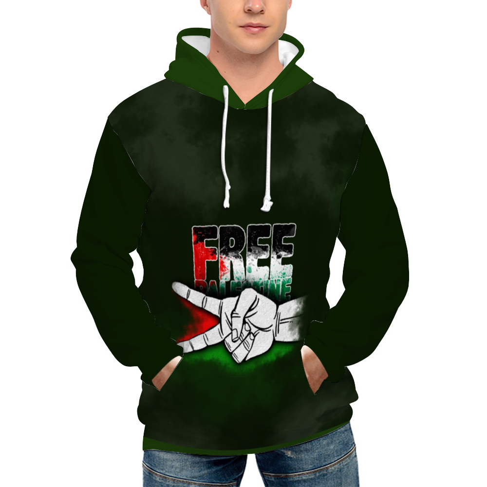 Unisex Dark Green Hoodies Novelty with Zipper