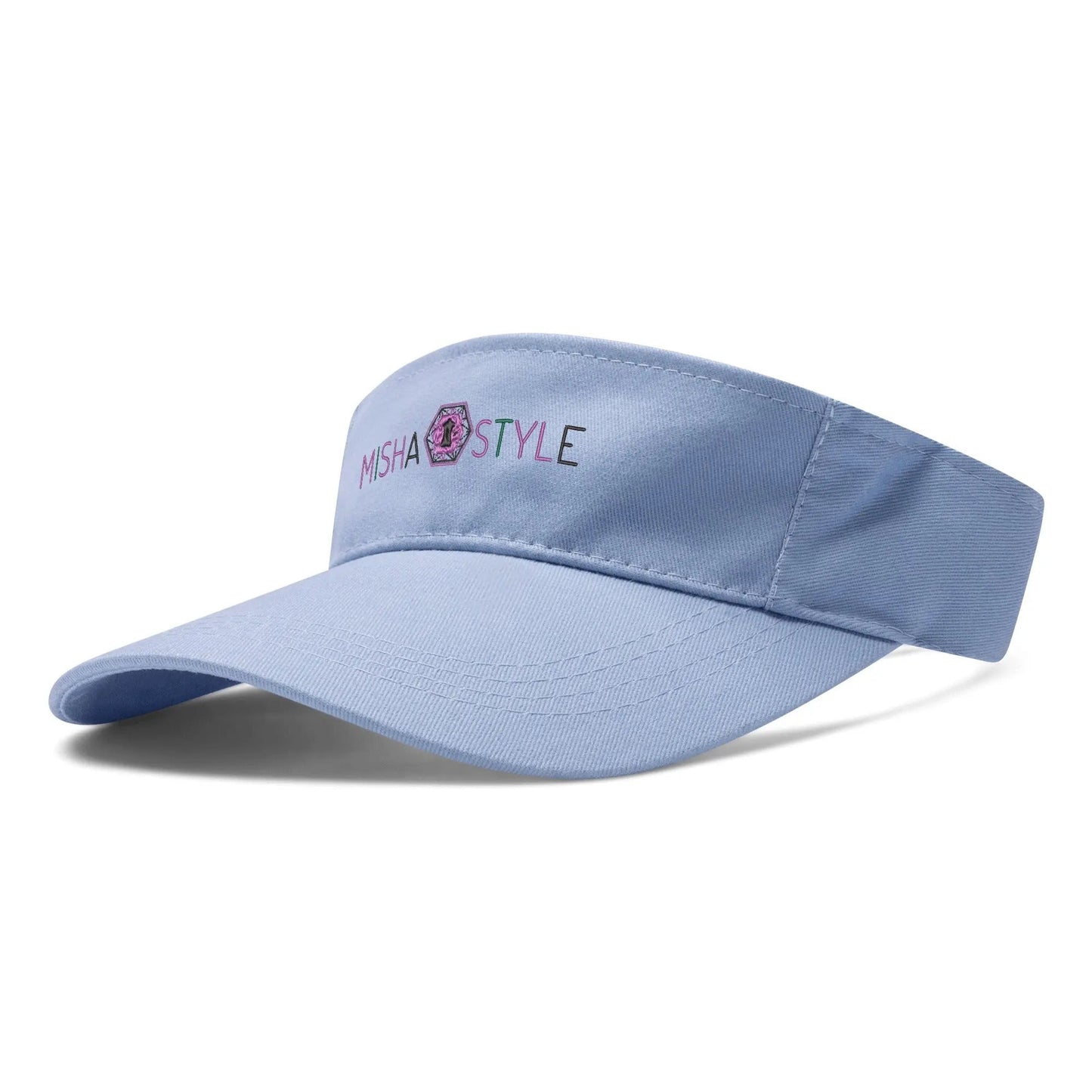 Embroidered Sun Visor Caps - Light Blue - Mishastyle