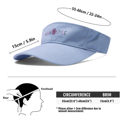 Embroidered Sun Visor Caps - Light Blue - Mishastyle