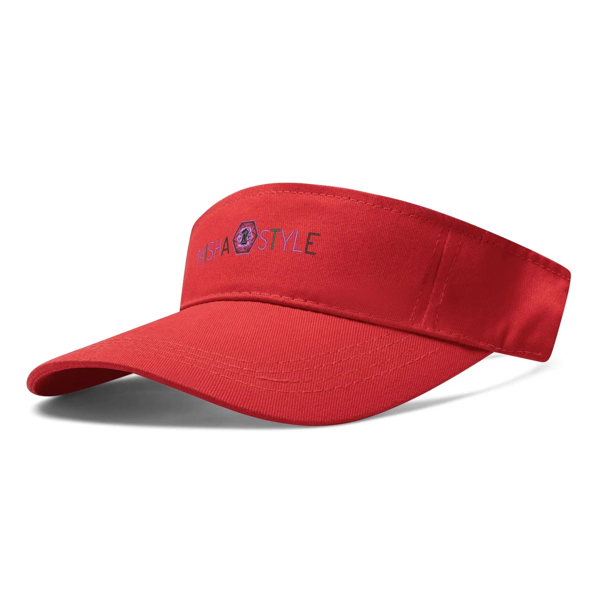 Embroidered Sun Visor Caps- Red - Mishastyle