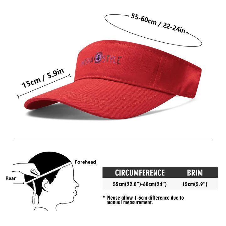 Embroidered Sun Visor Caps- Red - Mishastyle